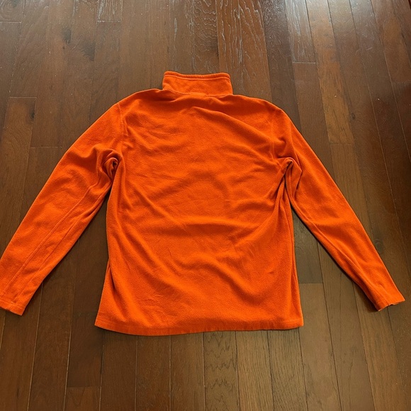 The North Face Sz M Orange Fleece Pullover Quarter Zip Sleeve Pocket Finger Hole - Picture 7 of 9